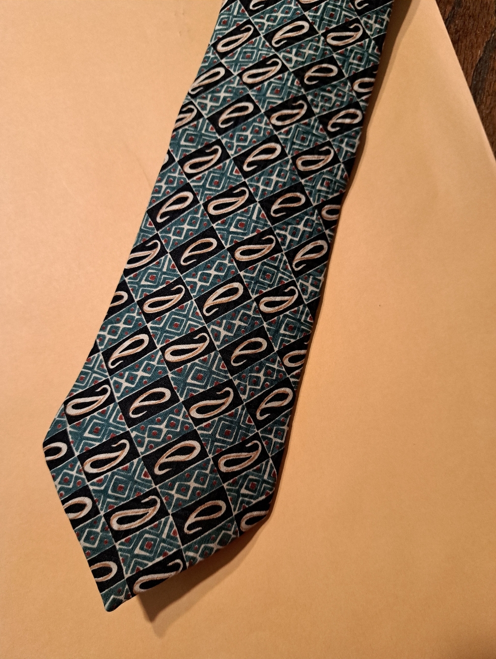 Vintage New River J Righings Silk Made In USA Blue Red Gold Mens Necktie